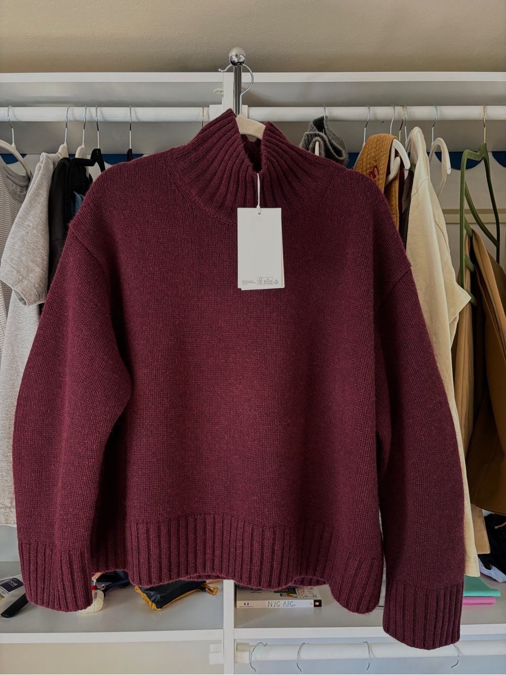 NWT COS Cashmere Cowl Neck Sweater in Deep Plum Melange - Picture 4 of 8